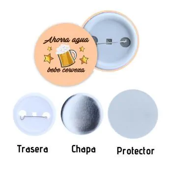 Chapas con alfiler de 25mm - pack 50 uds.