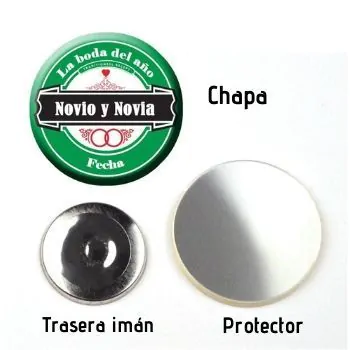 Chapas con imán de 75mm - pack de 50 uds.