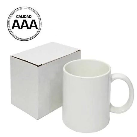 Taza blanca 12oz. grado AAA + caja