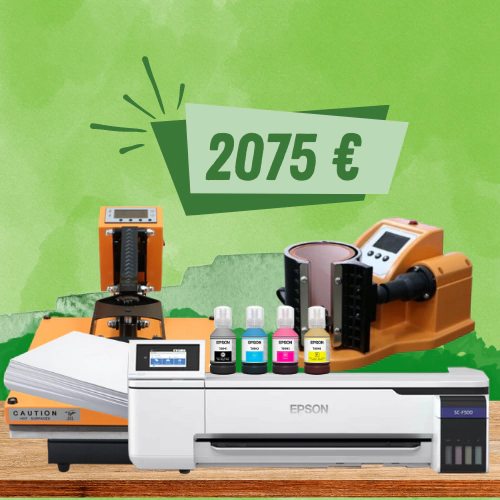 Impresora Epson SC-F500 con planchas Beinsen Belice de 38x38cm. y Andra para tazas - Kit para sublimaci&oacute;n